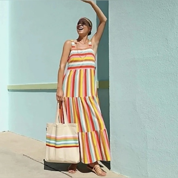 J. Crew Dresses & Skirts - J. Crew Colorful Striped Maxi Dress NWT - has pockets!!